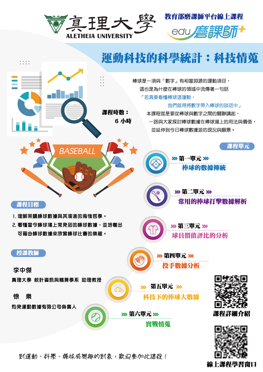 AU線上課程：運動科技的科學統計--科技情蒐(宣傳海報)