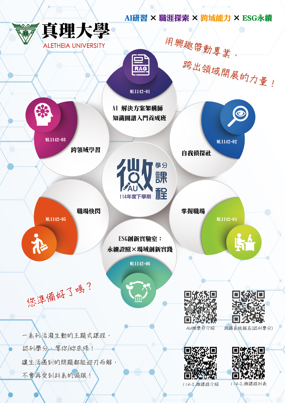 114-2.微學分課程開始報名，歡迎同學參與選修(共6堂)